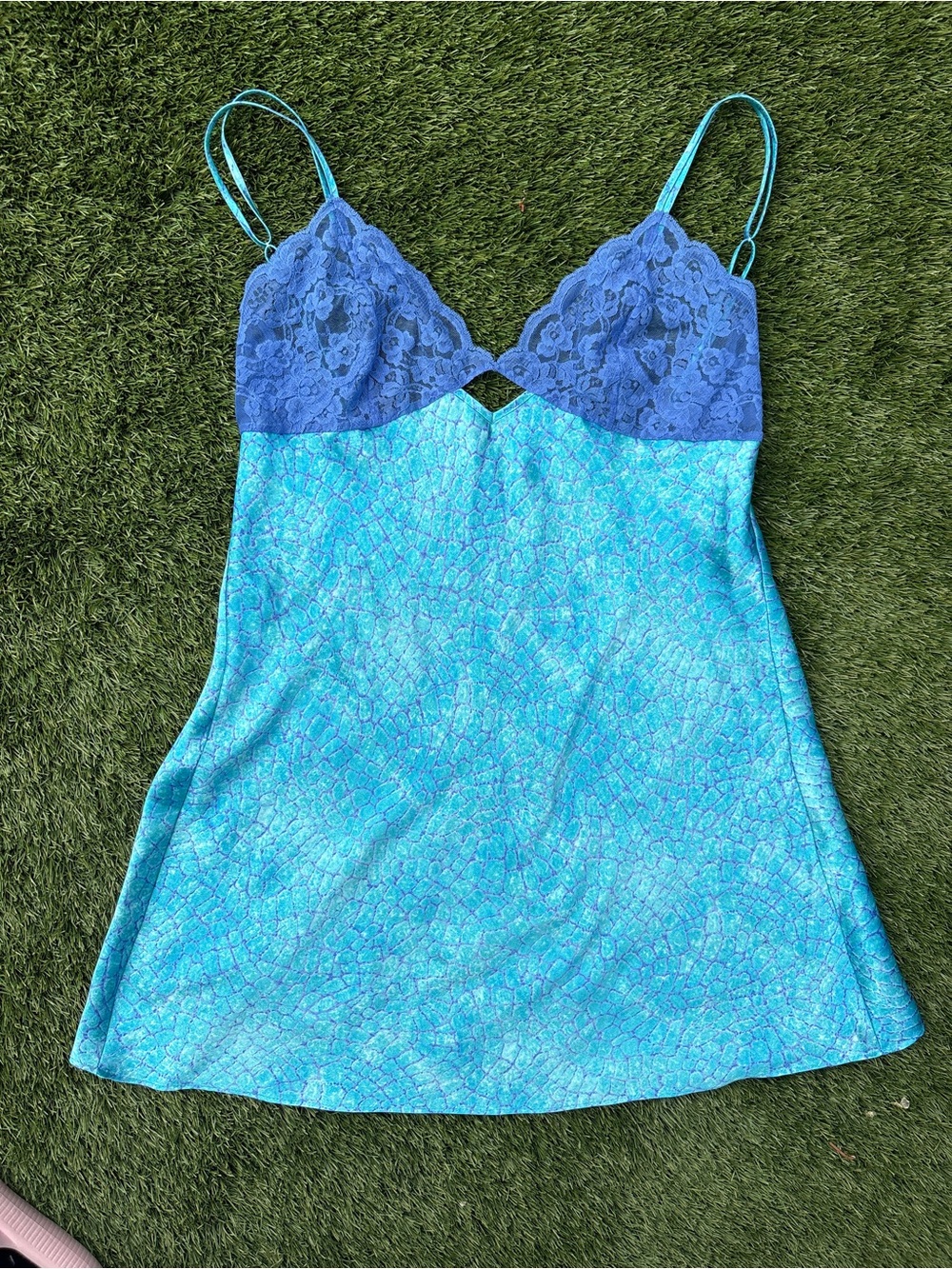 Frederick's of Hollywood Blue Lace-Trim Camisole Slip